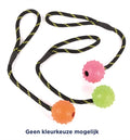 Happy Pet Tough Toys Bal Studded Aan Touw Rubber
